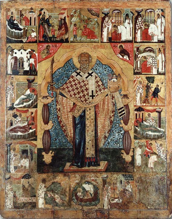 Никола Можайский с житием. Икона второй половины 16 века; Русский Север. 111743
