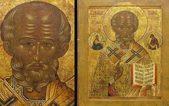 Святитель Николай Чудотворец. Икона начала 19 века, мастер Гавриил Ефимович Фролов.
