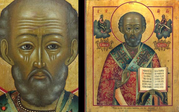 Святитель Николай Чудотворец. Икона 1782 года, Урал, Россия.