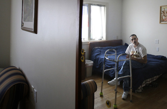MENTAL14, NWS, PORTER, 1. - Rickie Ullmon was a long-time resident of Mayview State Hospital in Allegheny County Pennsylvania, with little hope of ever being released. But in 2008 the psychiatric hospital was closed and most residents were mainstreamed into the community via group homes and apartments. Rickie now lives at Fredericka group home where he has his own room with two other residents. October 28, 2010. GARY PORTER/GPORTER@JOURNALSENTINEL.COM