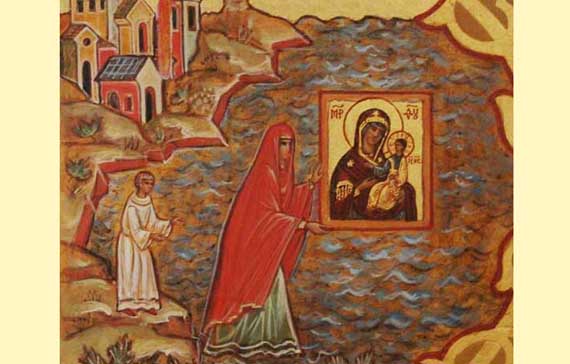 Фрагмент Иверской иконы Божией Матери со сказанием