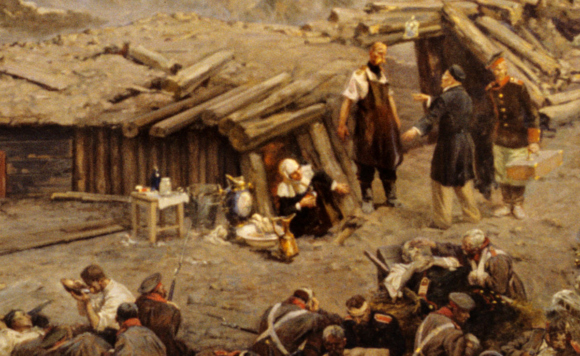 Фрагмент панорамы "Оборона Севастополя 1854-1855 г.г." автора Франца Рубо
