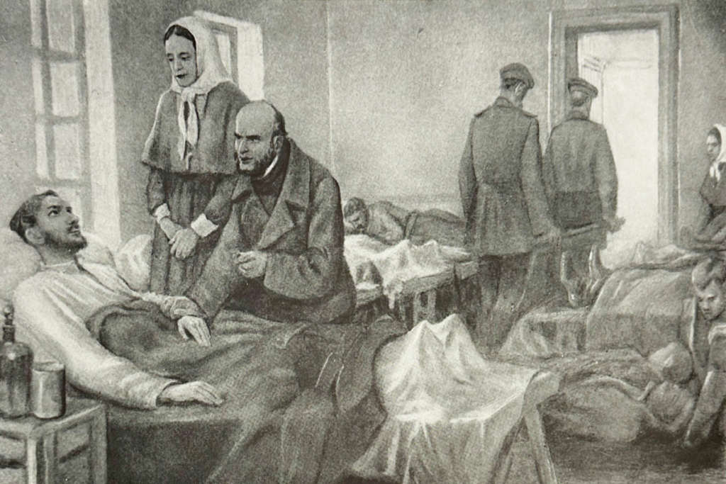 Н.И. Пирогов в Севастопольском госпитале, 1851 г. Н.М. Кочергин, альбом «Героическая оборона Севастополя»