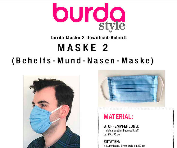 Выкройка защитной маски от немецкого журнала "Burda"
