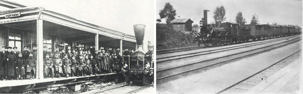 Слева – Московско-Троицкая железная дорога,1862 г. Справа – Московско-Курская железная дорога,1869 г.