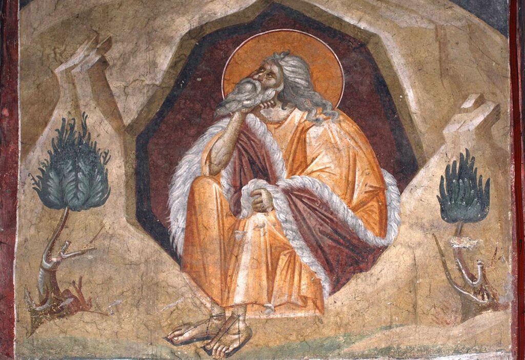 Фреска. Святой Пророк Илия в пустыне