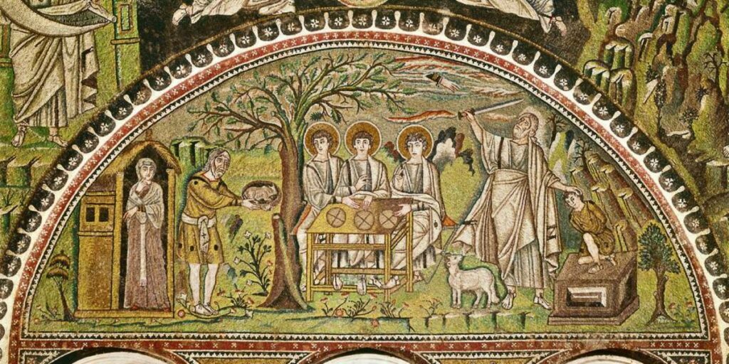 «Гостеприимство Авраама», мозаика базилики Сан-Витале, Равенна, Италия