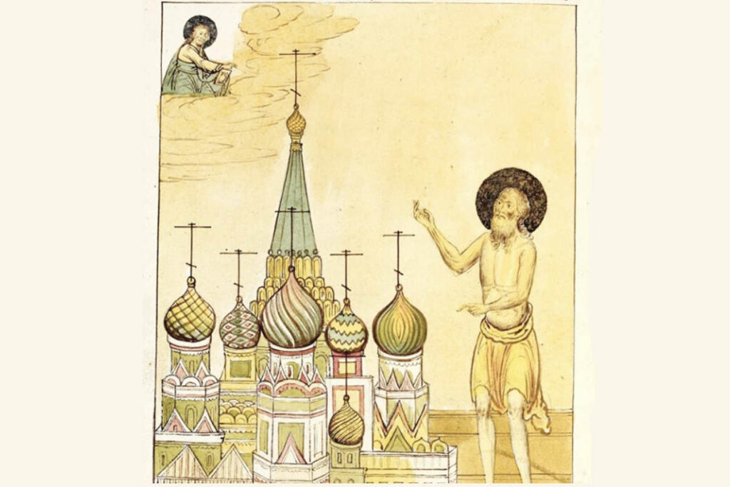 Изображение святого Василия Блаженного у Покровского собора, сделано до XIX века