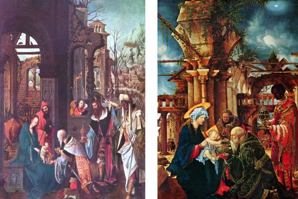 Поклонение волхвов. Слева – Ян де Беер, 1510. Справа – Альбрехт Альтдорфер, 1530-1535
