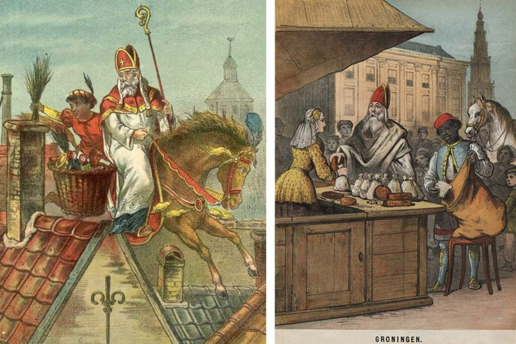 Святой Николай (Синтерклаас) на старинных голландских открытках