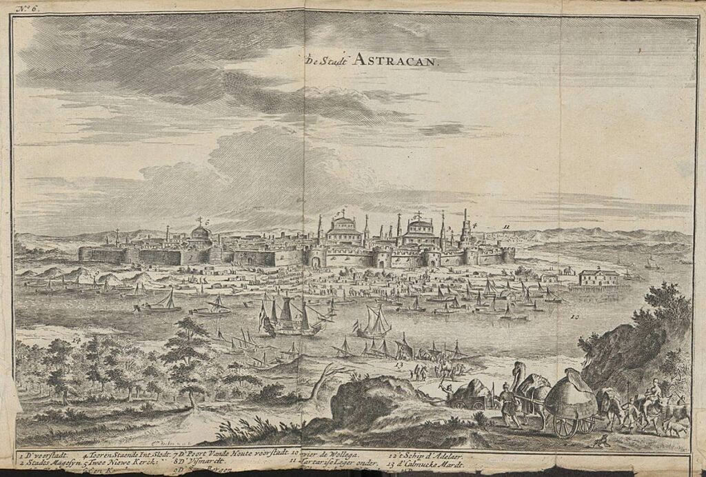 Вид города Астрахани, середина XVIII века