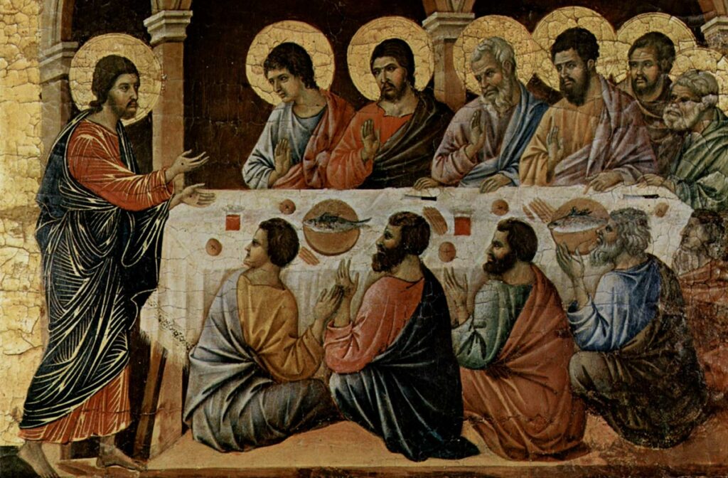 Явление Христа апостолам. Дуччо ди Буонинсенья, XIII век. Маэста, алтарь сиенского кафедрального собора, Италия