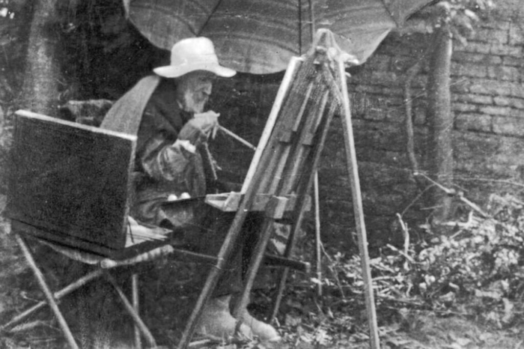 Огюст Ренуар рисует на мольберте