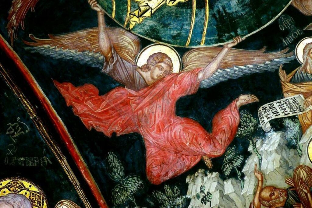 Вознесение Господне. Фреска монастыря Варлаама в Метеорах, Греция. XVI век