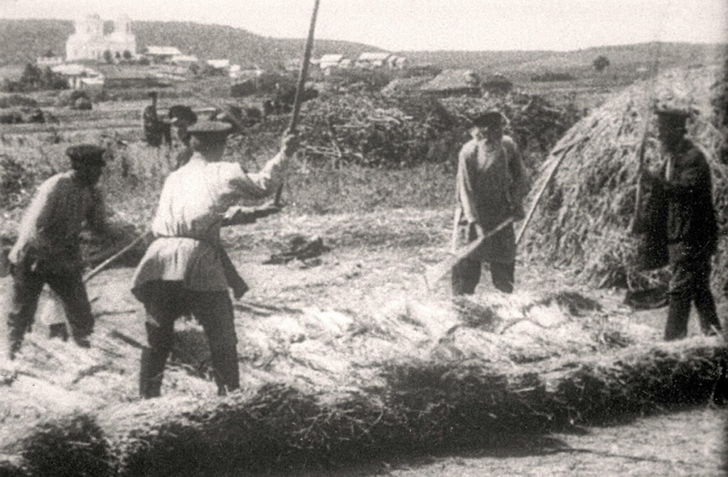 Так работали и родители св. Матроны. На фото: обмолот хлеба ручными цепами. 1900-е гг. Фотохроника РИА Новости