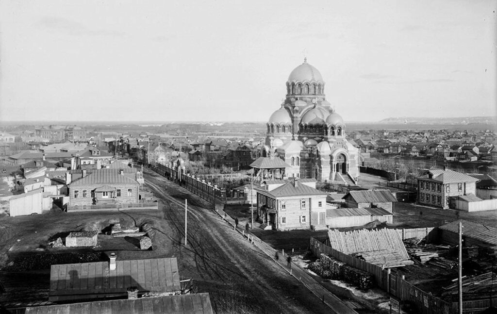 Сормово в 1900 году. Соборная улица и Спасо-Преображенский собор