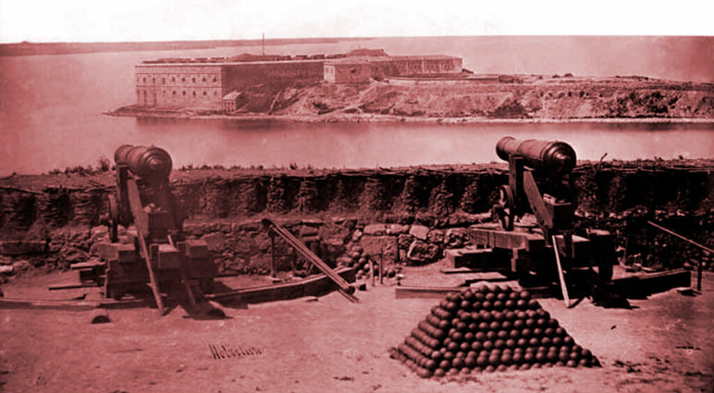 Крымская война 1853-1856. Вид на Константиновскую батарею с Нахимовского укрепления в Севастополе. Фото: 1855