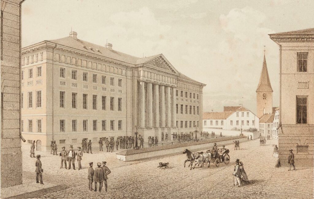 Императорский Дерптский университет. Рисунок: Louis Höflinger, 1860 г. Тартуский художественный музей