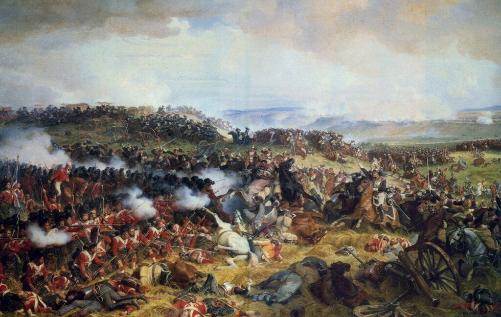 Атака французских кирасир на каре шотландцев в битве при Ватерлоо
