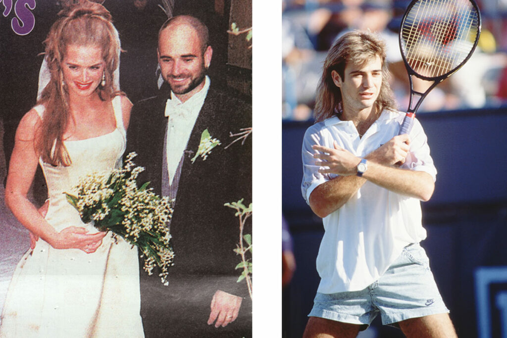 Свадьба теннисиста Андре Агасси и актрисы Брук Шилдз. 18.05.1997.  Справа – 100-й Открытый чемпионат США по теннису в Нью-Йорке, 23 июня -25 июля 1986 г. 