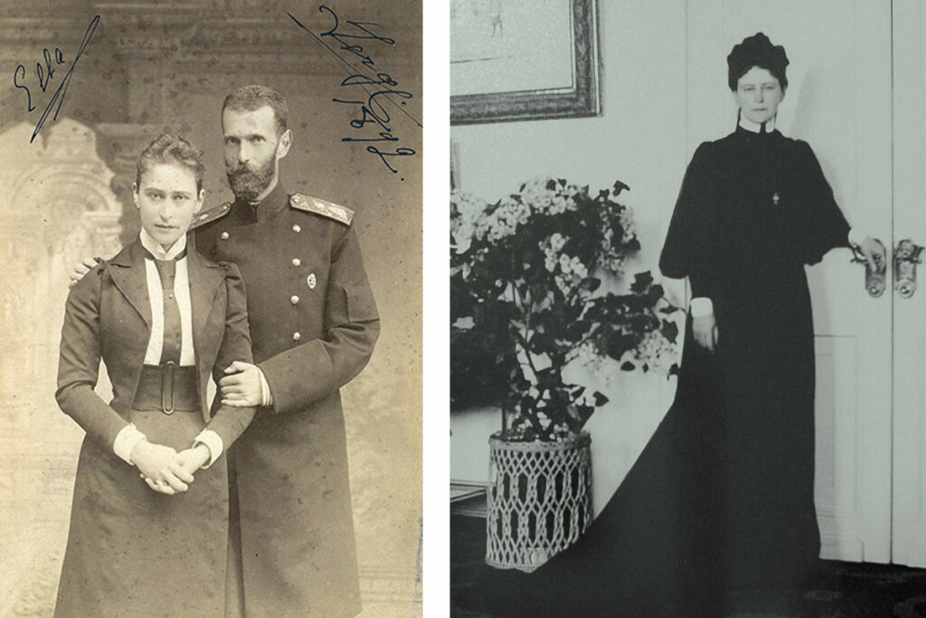 Слева – Сергей Александрович и Елизавета Фёдоровна. 1892 год. Справа – Елизавета Фёдоровна в трауре по убитому мужу