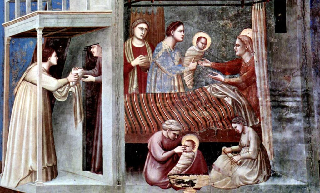 Рождество Богородицы. Джотто ди Бондоне. Фреска капеллы дель Арена. 1304–1306 г. Падуя, Италия