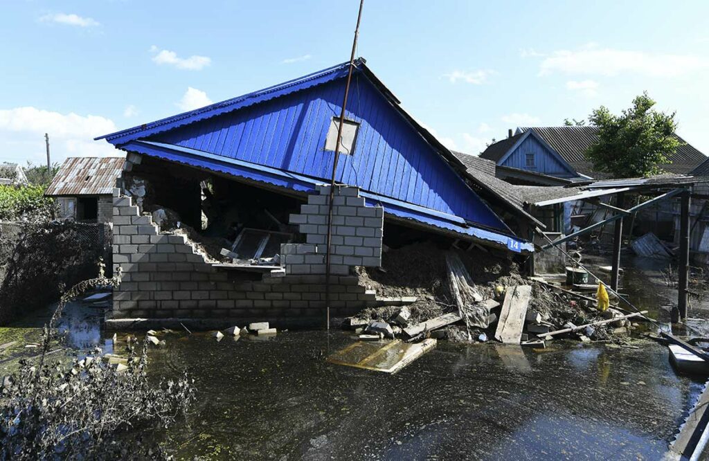 Затопленный дом в городе Голая Пристань Херсонской области