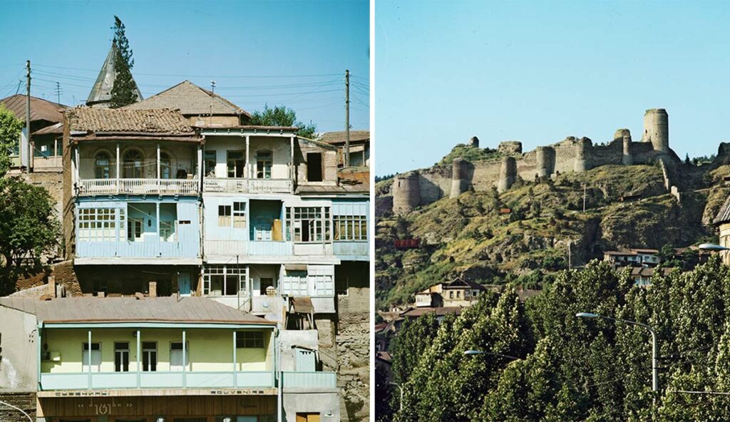 Виды старого Тбилиси. Слева – в старой части города. Справа – крепость царицы Тамары XII века