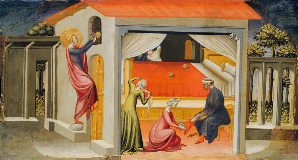 «Святой Николай, дарующий приданое». Биччи ди Лоренцо, 1433–1435 годы