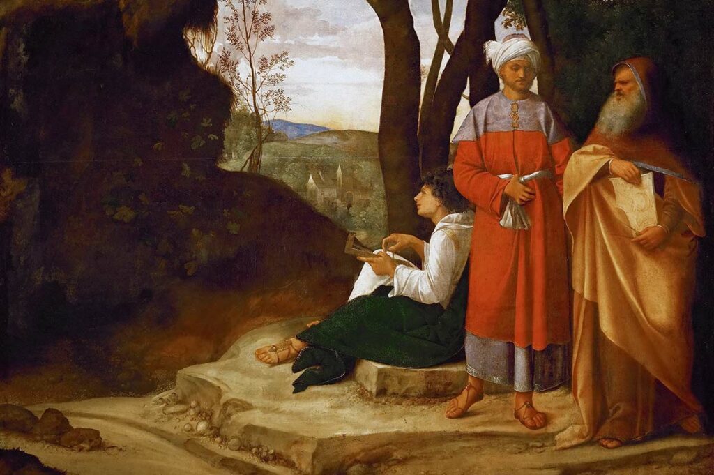 «Три философа» – мудрецы у входа в грот. Джорджоне, 1509.  Музей истории искусств, Вена