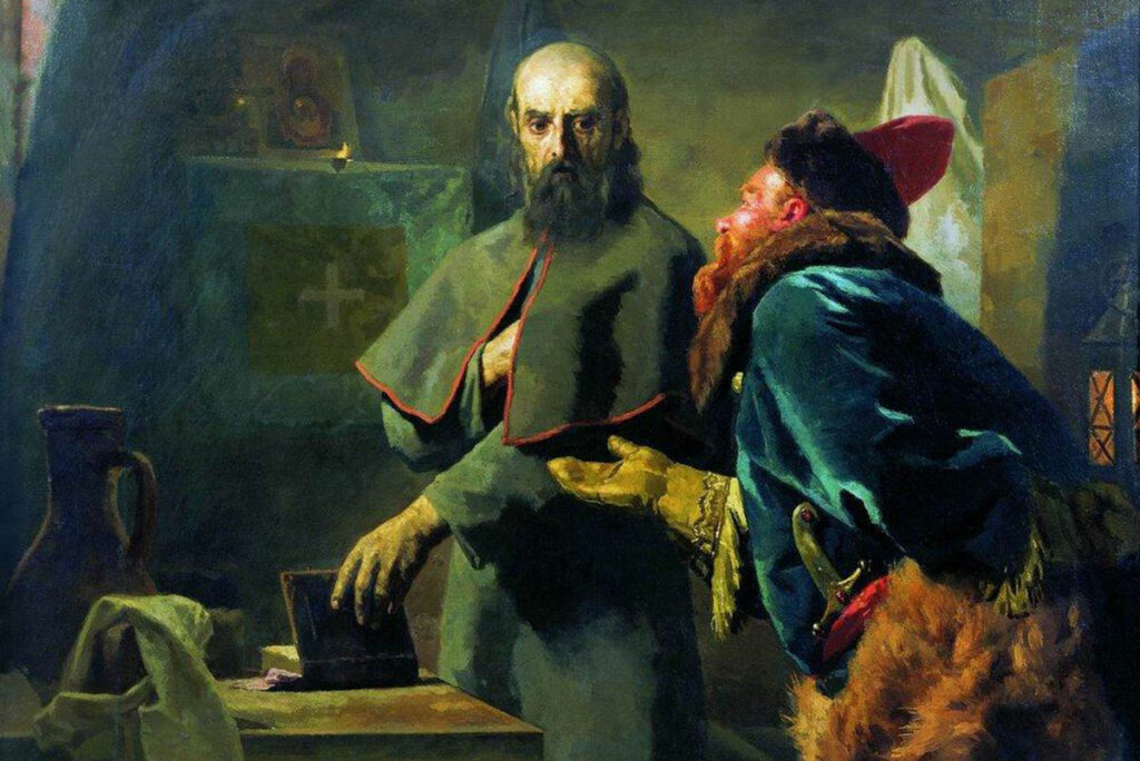 Картина «Митрополит Филипп и Малюта Скуратов». Н.В. Неврев, 1898