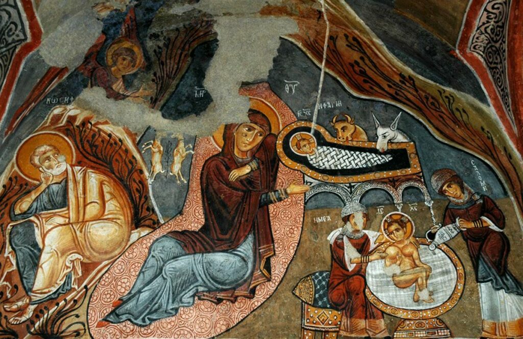Рождество Христово, фреска. Каппадокия