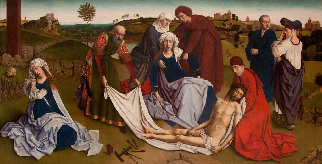 Картина «Оплакивание Христа». Петрус Кристус, 1450-е гг. Королевский музей изящных искусств, Брюссель