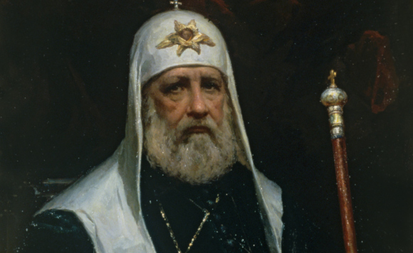 Патриарх Московский и всея Руси Тихон (в миру - Белавин Василий Иванович (1865-1925)), находившийся на патриаршем престоле с 1917 по 1925 год. Московская духовная академия. Репродукция.
