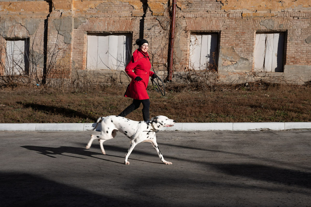 Елена гуляет с собакой