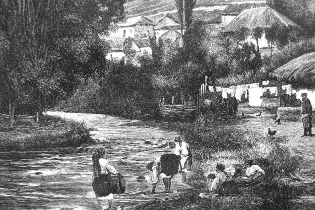 Кисловодская слобода. Гравюра с картины В. Орловского. 1880-е гг.