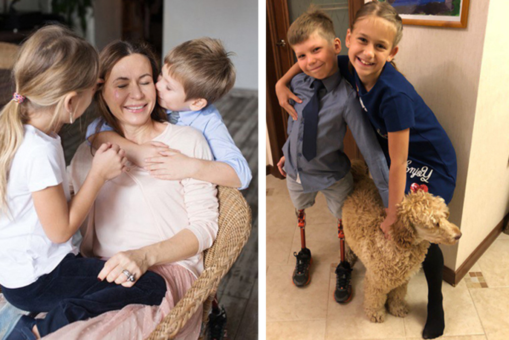 Максим с сестрой и мамой Инной