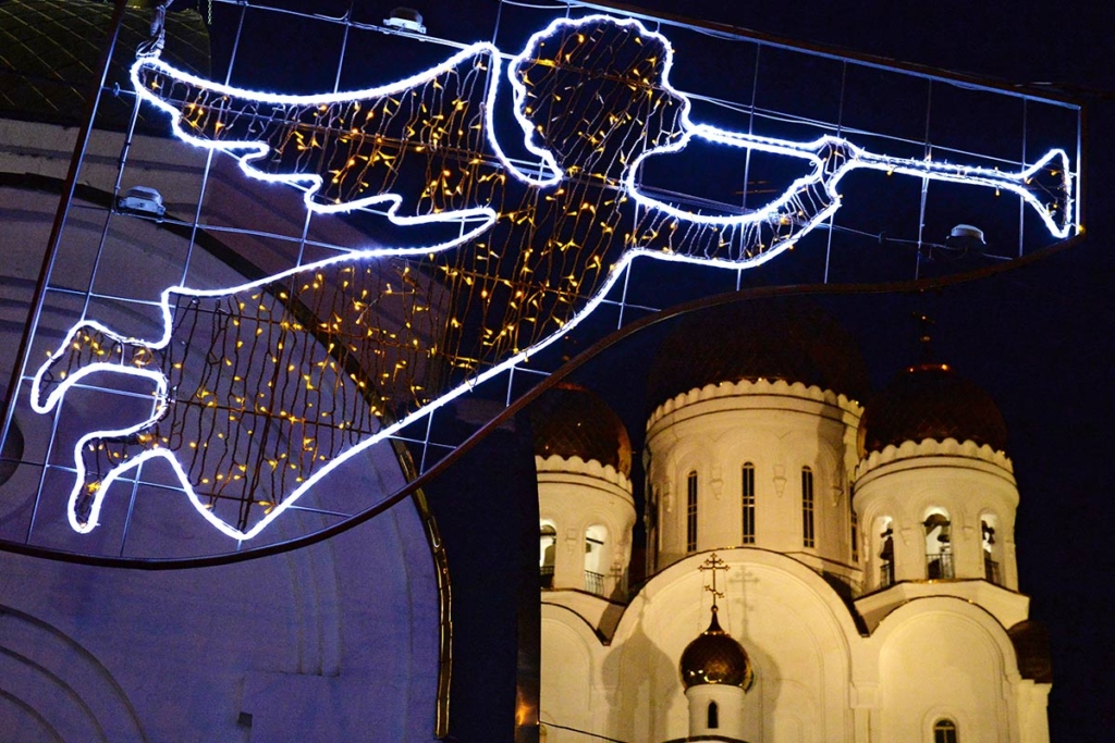 Храм Рождества Христова в Рождественскую ночь в Красноярске