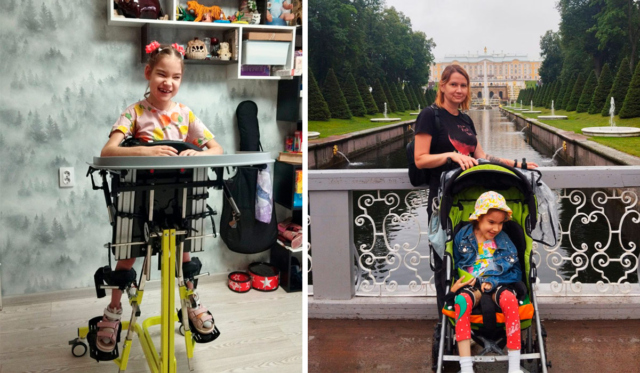 Девочка в вертикализаторе и спец.коляске