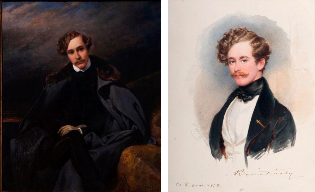 Александр Иванович Барятинский. Старший сын Ивана Ивановича. Слева – в возрасте 22-х лет, художник: Орас Верне. Справа в 1838 году в возрасте 23-х лет. Художник: Мориц Михаэль Даффингер