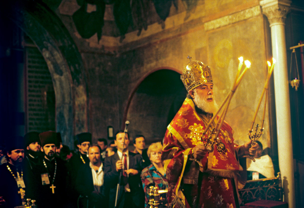 Патриарх всея Грузии Илия Второй в Успенском соборе на божественной литургии в честь 1000-летия крещения Руси.