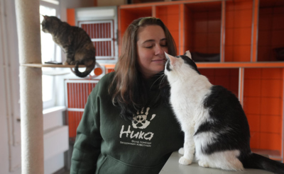 Портрет молодой женщины с котами