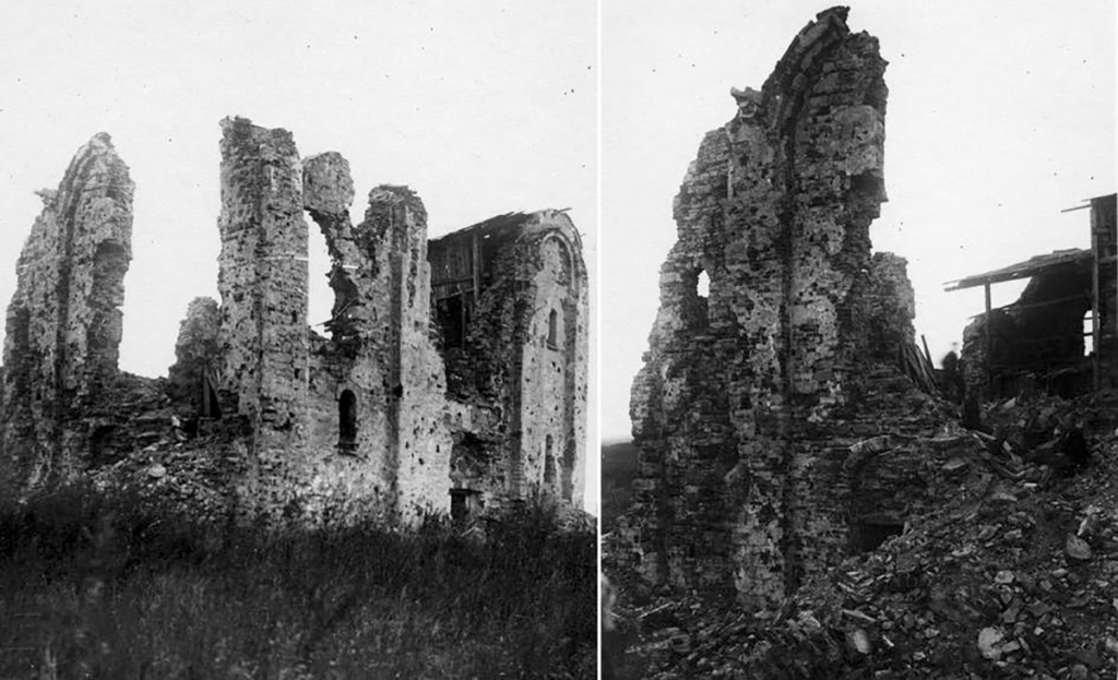 Руины храма Спаса на Нередице после войны. Фото: сайт музея Новгородского музея-заповедника novgorodmuseum.ru