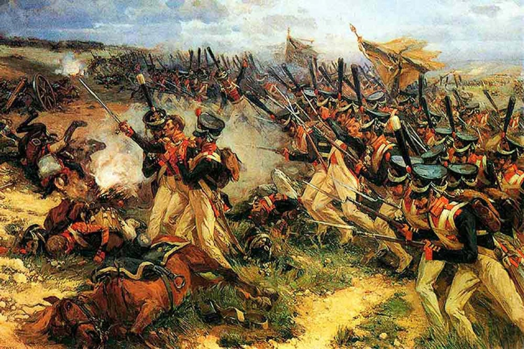 Атака лейб-гвардии Литовского полка. Н. Самокиш. 1912. Государственный Бородинский военно-исторический музей-заповедник