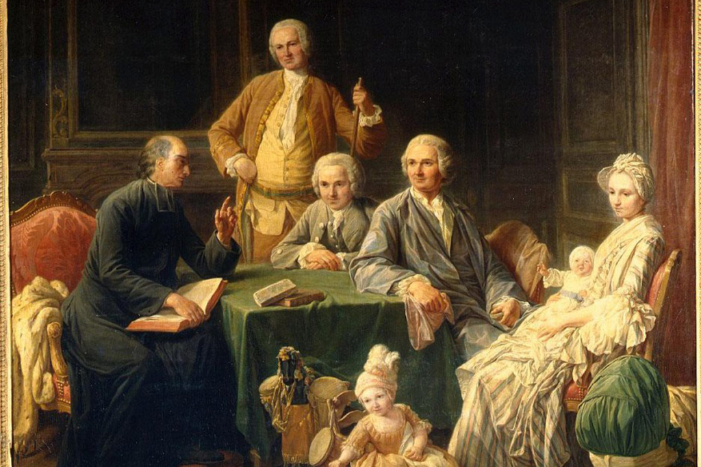 Портрет семьи Леруа, слушающей чтение Библии. 1766
