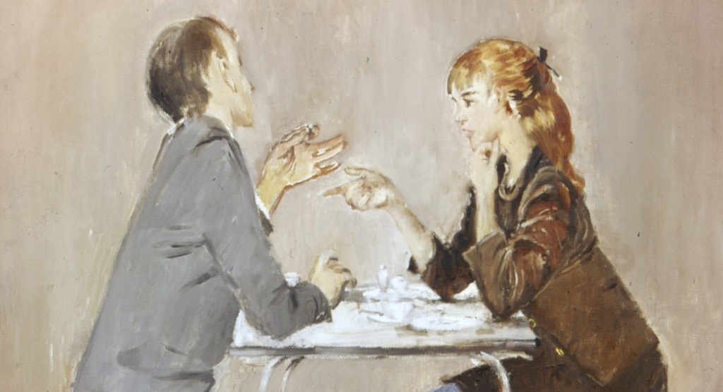 Репродукция картины Юрия Пименова &laquo;Спор&raquo;, 1968