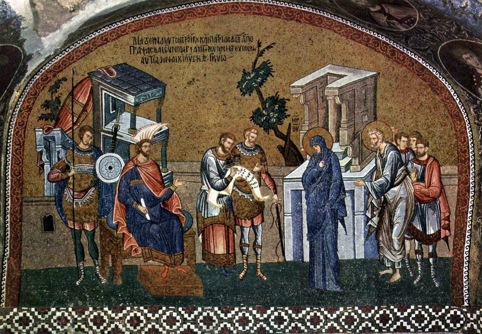 Перепись населения в Вифлееме. Мозаика мон-ря Хора (Кахрие-джами) в К-поле. 1315-1321 гг.