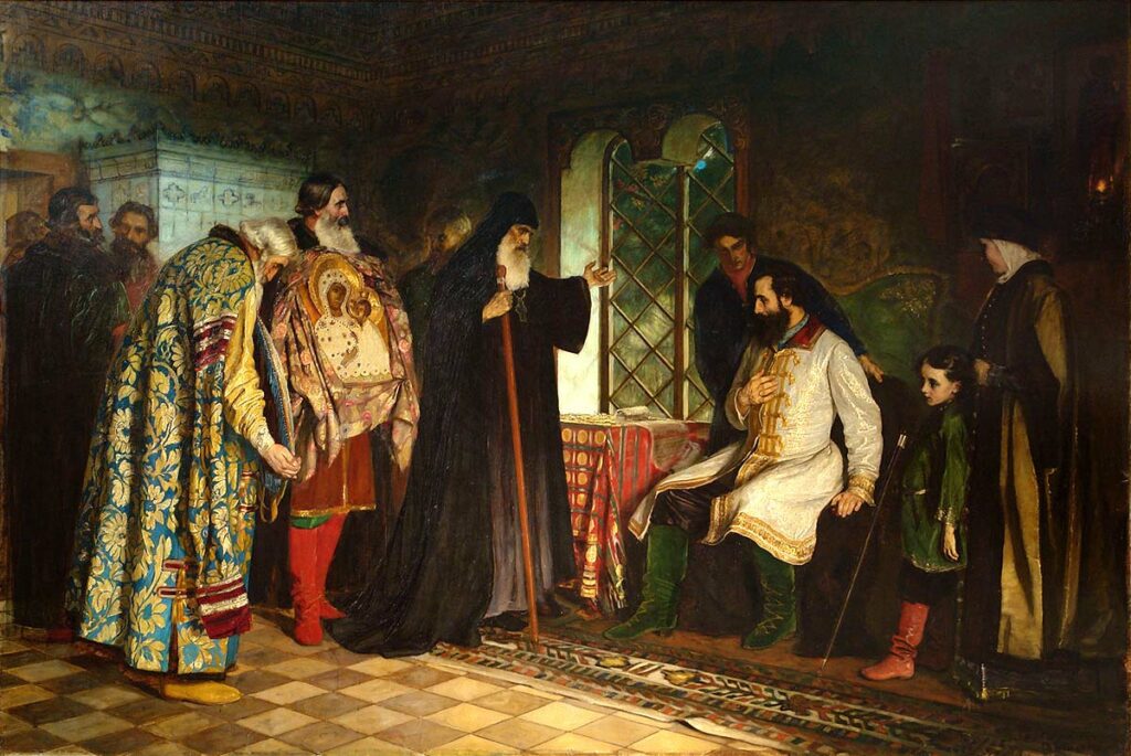 В. Савинский. «Нижегородское посольство у князя Дмитрия Пожарского», 1882 год. Фото с сайта museum.ru